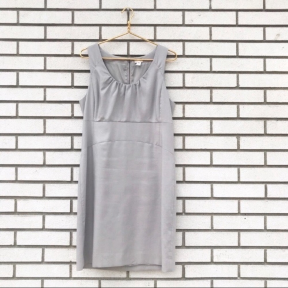 J.Crew Allura Superfine Cotton Shift Dress Gray Sleeveless Lined Classic 12 - Picture 2 of 10
